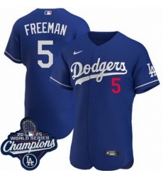 Men Los Angeles Dodgers 5 Freddie Freeman Cool Base 2025 World Champions Stitched Baseball Jersey Blue Men Los Angeles Dodgers 5 Freddie Freeman Cool Base 2025 World Champions Stitched Baseball Jersey Blue