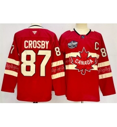 Youth Canada 87 Sidney Crosby Red 2025 4 Nations Face Off Premium With C Patch Stitched Jersey