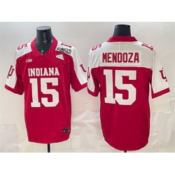 Men Indiana Hoosiers  15 Fernando Mendoza Red Alternate F U S E  2026 Patch Stitched Football Jersey