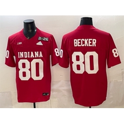 Men Indiana Hoosiers  80 Charlie Becker Red F U S E  2026 Patch Stitched Football Jersey