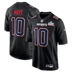 Drake Maye New England Patriots Nike Super Bowl LX Patch Carbon Fashion Game Jersey Black