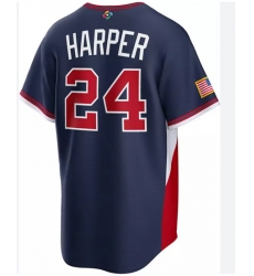 Men USA Baseball Bryce Harper Nike Blue 2026 World Baseball Classic Home Stadium Jersey