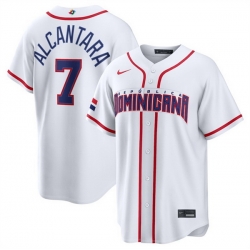 Men Dominican Republic Baseball  7 Sandy Alcantara White 2026 World Baseball Classic Home Stadium Stitched Jersey