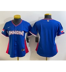 Women Dominican Republic Baseball Blank Royal 2026 World Baseball Classic Road Stadium Stitched Baseball Jersey Run Small 