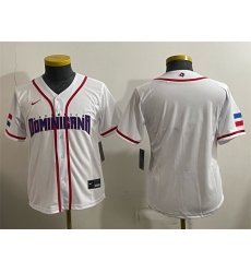 Women Dominican Republic Baseball Blank White 2026 World Baseball Classic Home Stadium Stitched Baseball Jersey Run Small Women Dominican Republic Baseball Blank White 2026 World Baseball Classic Home Stadium Stitched Baseball Jersey Run Small