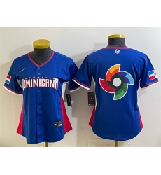 Women Dominican Republic Baseball Royal 2026 World Baseball Classic Big Logo Road Stadium Stitched Baseball Jersey Run Small 