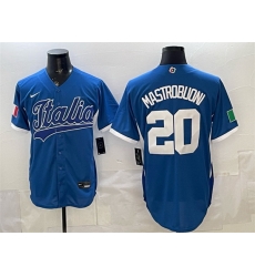 Men Italy Baseball  20 Miles Mastrobuoni Blue 2026 World Baseball Classic Home Stadium Stitched Jersey
