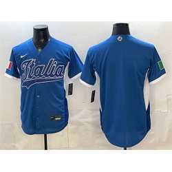 Men Italy Baseball Blank Blue 2026 World Baseball Classic Home Stadium Stitched Jersey
