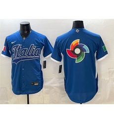 Men Italy Baseball Blue 2026 World Baseball Classic Big Logo Home Stadium Stitched Jersey