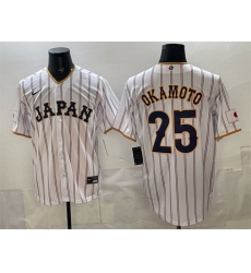 Men Japan Baseball  25 Kazuma Okamoto White 2026 World Baseball Classic Home Stadium Stitched Jersey
