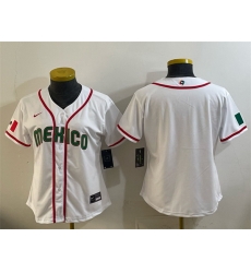 Youth Mexico Baseball Blank White 2026 World Baseball Classic Home Stadium Stitched Baseball Jersey