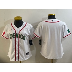 Youth Mexico Baseball Blank White 2026 World Baseball Classic Home Stadium Stitched Baseball Jersey