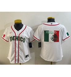 Youth Mexico Baseball White 2026 World Baseball Classic Big Logo Home Stadium Stitched Baseball Jersey