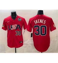 Men USA Baseball 30 Paul Skenes Red 2026 World Baseball Classic United States 250th Anniversary Patch Stadium Stitched Jersey Men USA Baseball 30 Paul Skenes Red 2026 World Baseball Classic United States 250th Anniversary Patch Stadium Stitched Jersey