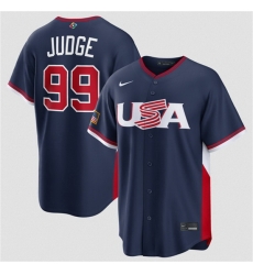 Men USA Baseball 99 Aaron Judge Navy 2026 World Baseball Classic Road Stadium Stitched Jersey Men USA Baseball 99 Aaron Judge Navy 2026 World Baseball Classic Road Stadium Stitched Jersey