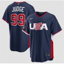 Men USA Baseball  99 Aaron Judge Navy 2026 World Baseball Classic Road Stadium Stitched Jersey
