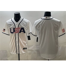Men USA Baseball Blank White 2026 World Baseball Classic Home Stadium Stitched Jersey Men USA Baseball Blank White 2026 World Baseball Classic Home Stadium Stitched Jersey