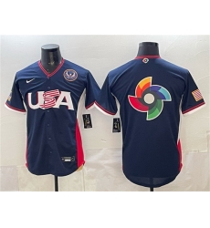 Men USA Baseball Team Big Logo Navy 2026 World Baseball Classic United States 250th Anniversary Patch Road Stadium Stitched Jersey Men USA Baseball Team Big Logo Navy 2026 World Baseball Classic United States 250th Anniversary Patch Road Stadium Stitched Jersey