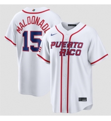 Men Puerto Rico Baseball 15 Martin Maldonado White 2026 World Baseball Classic Home Stadium Stitched Jersey Men Puerto Rico Baseball 15 Martin Maldonado White 2026 World Baseball Classic Home Stadium Stitched Jersey