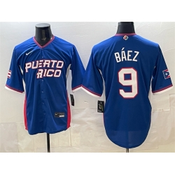 Men Puerto Rico Baseball  9 Javier Baez Royal 2026 World Baseball Classic Road Stadium Stitched Jersey