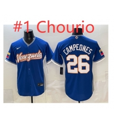 Men Venezuela Baseball 1 Jackson Chourio Blue 2026 World Baseball Classic Home Stadium Stitched Jersey Men Venezuela Baseball 1 Jackson Chourio Blue 2026 World Baseball Classic Home Stadium Stitched Jersey