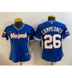 Women Venezuela Baseball 26 Campeones Royal 2026 World Baseball Classic Road Stadium Stitched Baseball Jersey Run Small Women Venezuela Baseball 26 Campeones Royal 2026 World Baseball Classic Road Stadium Stitched Baseball Jersey Run Small