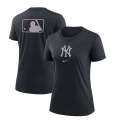 Women New York Yankees Black Early Work Tri Blend Dri FIT T Shirt Women New York Yankees Black Early Work Tri Blend Dri FIT T Shirt