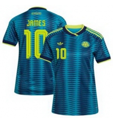 Women Colombia James Rodriguez 2026 Away Replica Turquoise Jersey 3