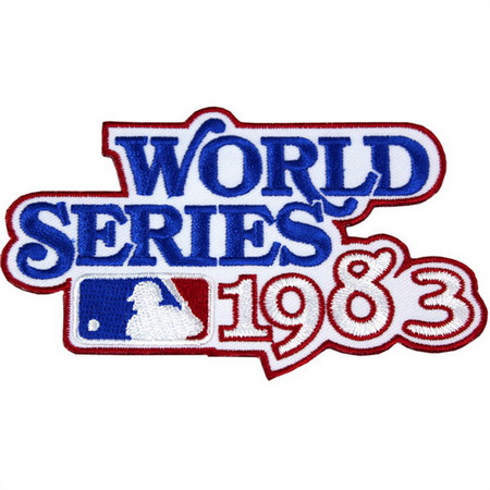 Men 1983 MLB World Series Logo Jersey Patch Baltimore Orioles vs Philadelphia Phillies Biaog
