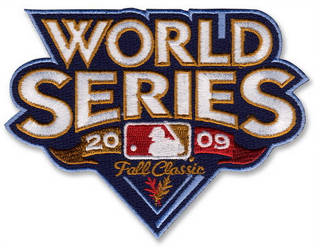 Men 2009 MLB World Series Logo Jersey Sleeve Patch Philadelphia Phillies vs. New York Yankees Biaog
