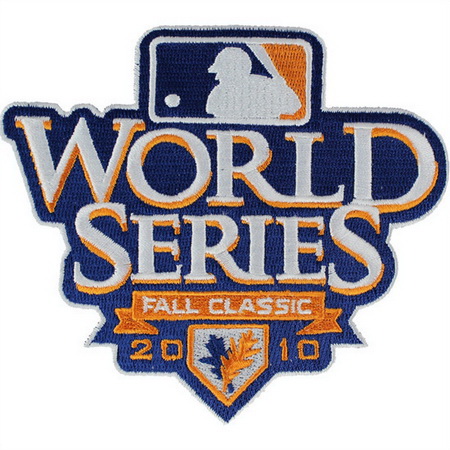Men 2010 MLB World Series Logo Jersey Sleeve Patch San Francisco Giants vs Texas Rangers White Border II Biaog